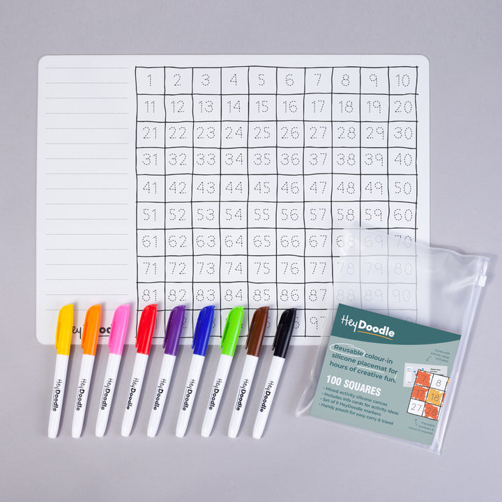 HeyDoodle Silicone Colour-In Placemat - 100 Squares