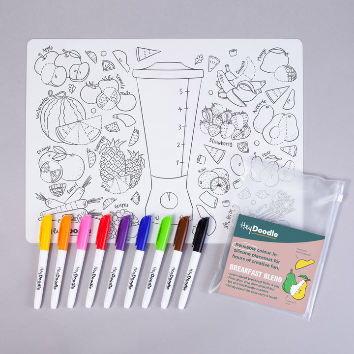 HeyDoodle Silicone Colour-In Placemat - Breakfast Blend