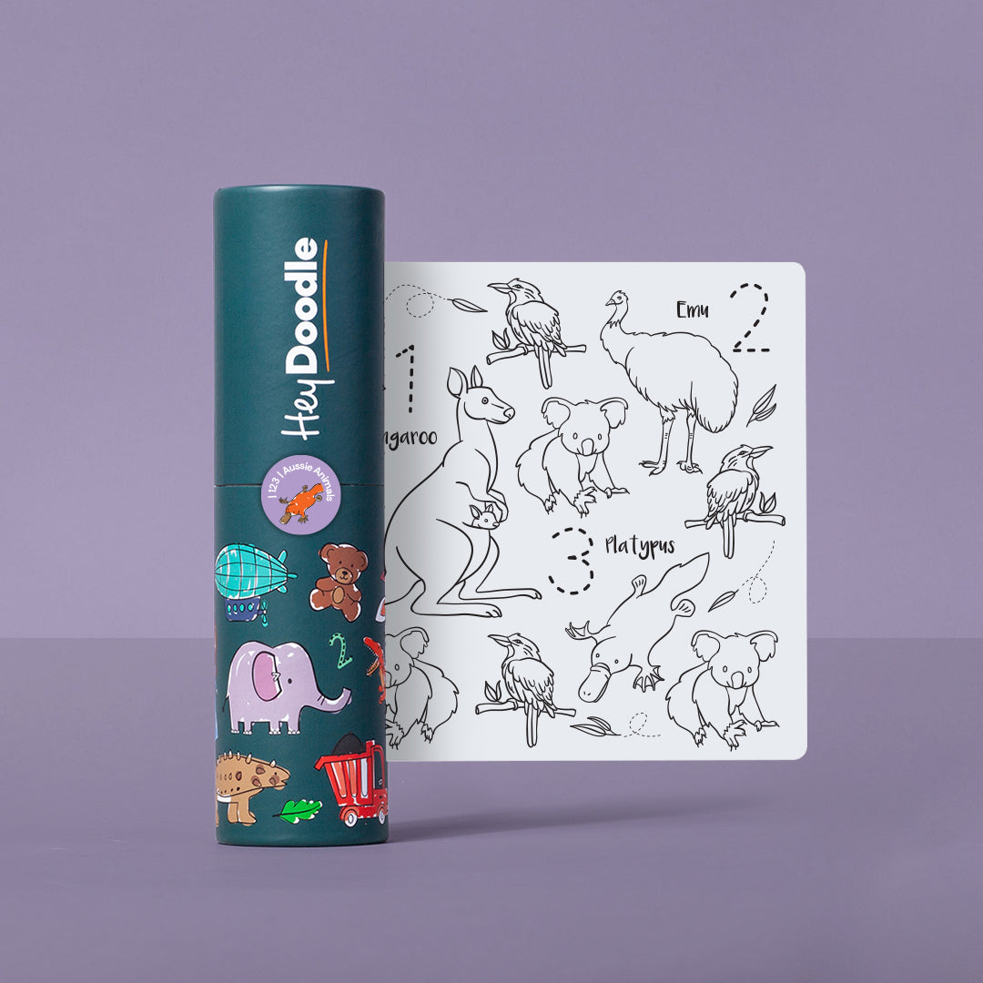HeyDoodle Silicone Colour-In Placemat - MINI - Aussie Animals
