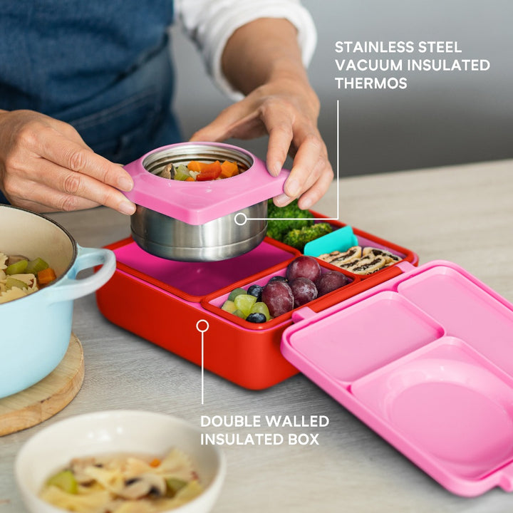 OmieBox Hot & Cold Lunch Box V2 - Pink Berry