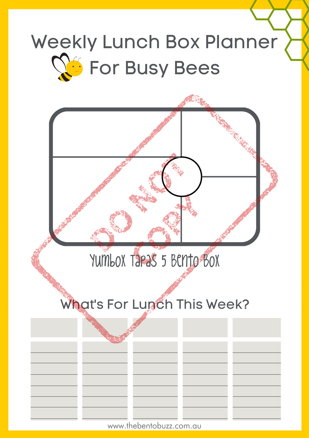 Download & Print Lunch Box Planner - Yumbox Tapas 5