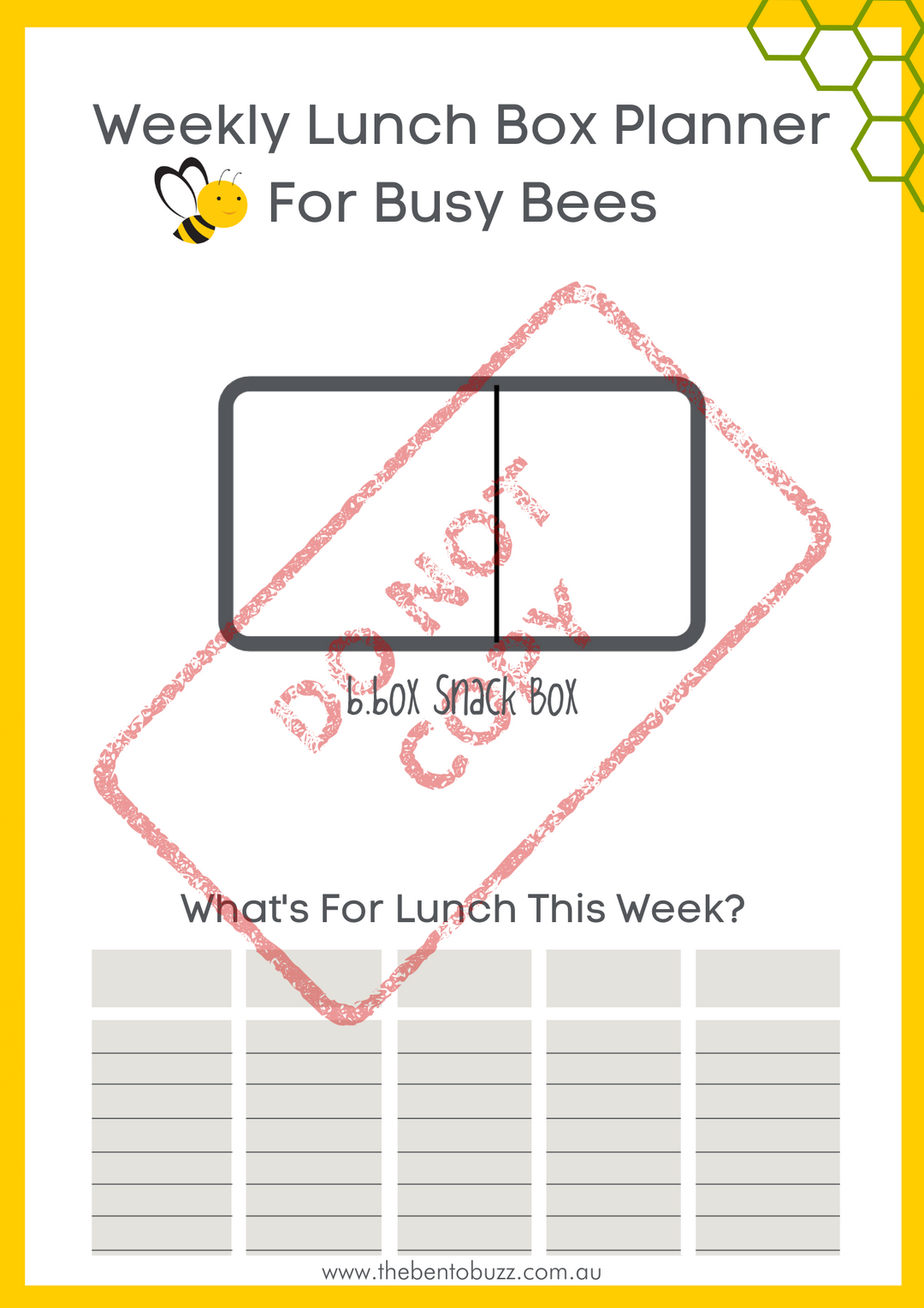 Download & Print Lunch Box Planner - b.box Snack