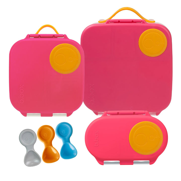 b.box Bento Large & Mini Lunch Box & Snack Box Bundle - Strawberry Shake