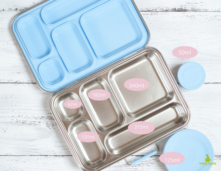 Nudie Rudie Lunch Box Stainless Steel Bento Box & Pots - Blue