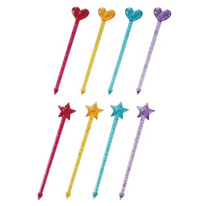 Glitter Heart & Star Long Bento Food Picks