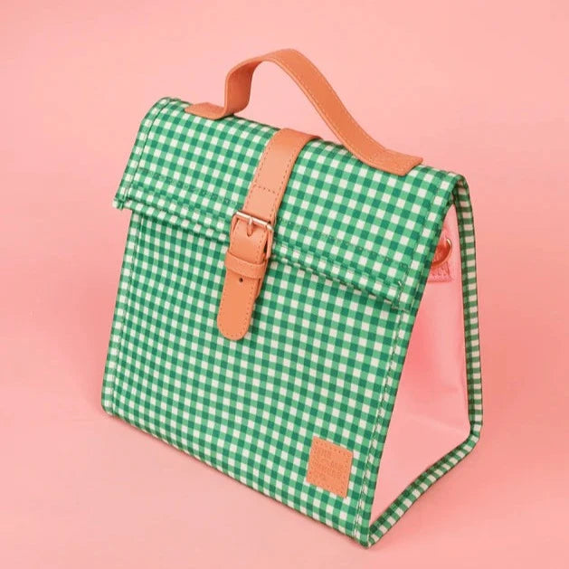 The Somewhere Co. Insulated Lunch Satchel - Green Gingham