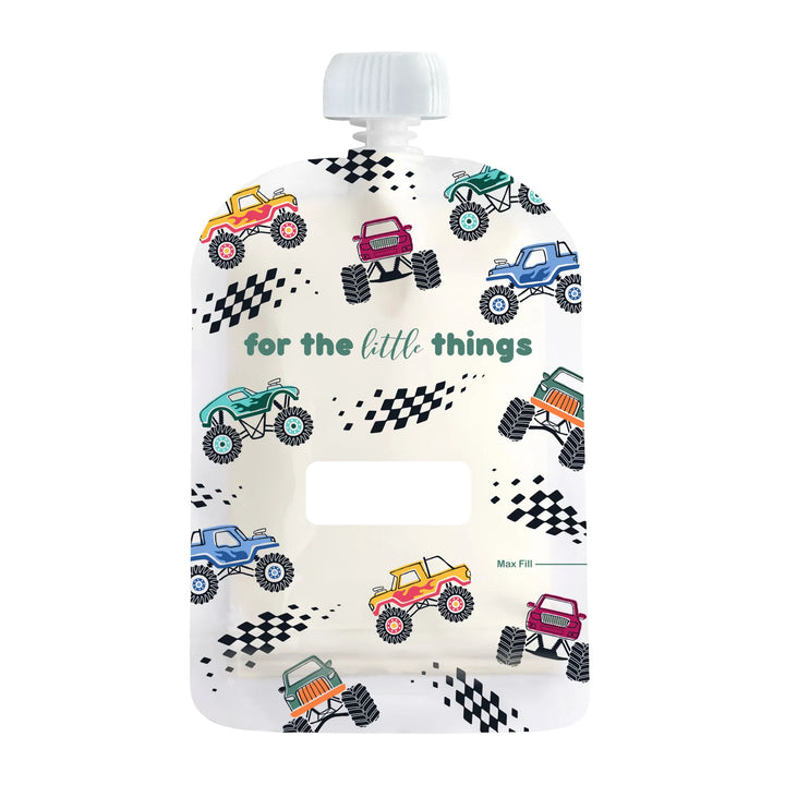 Sinchies 150ml Reusable Food Pouch - 10 Pack - Monster Trucks