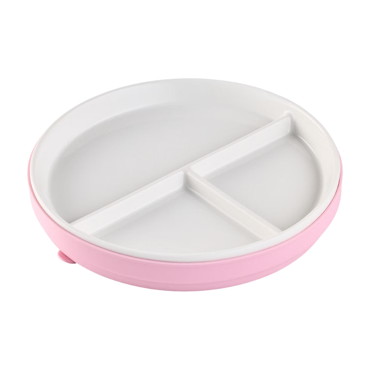 Melii Ceramic Divided Plate with Silicone Sleeve - Pink