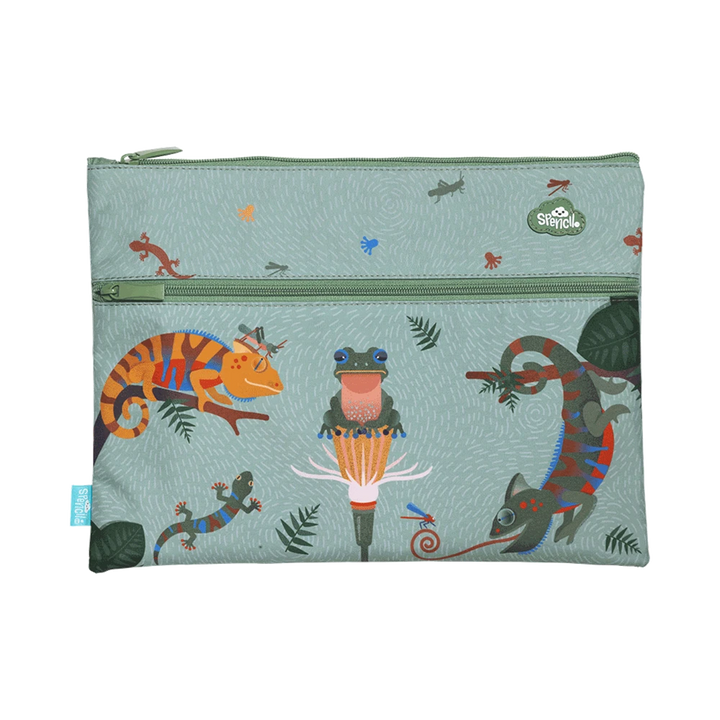 Spencil A4 Twin Zip Pencil Case - Quirky Chameleon