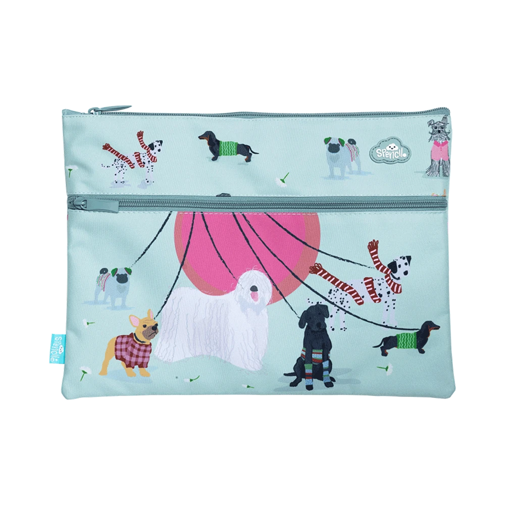 Spencil A4 Twin Zip Pencil Case - Pooches on Parade