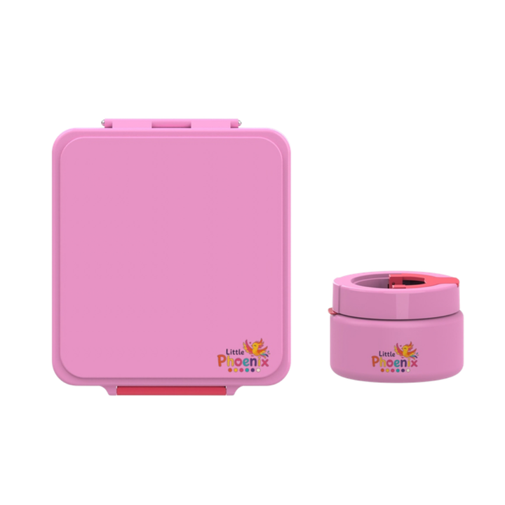 Little Phoenix Bento Lunch Box with Food Jar - Pink & Red
