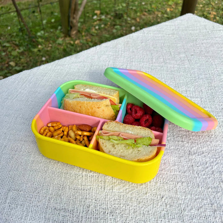 Silicone 4 Grid Bento Lunch Box - Rainbow