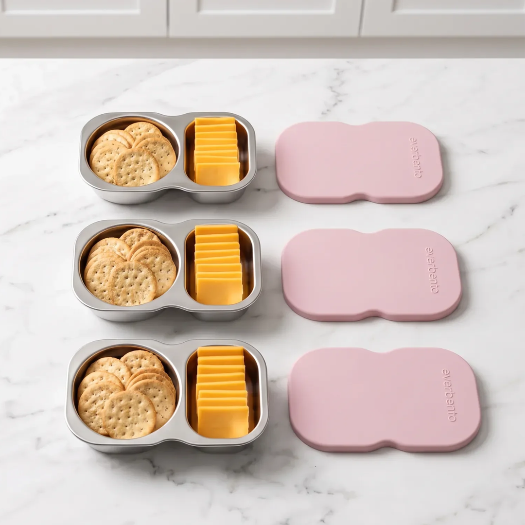 EverBento Stainless Steel & Silicone DipDuo 3pk Bundle - Posie Pink
