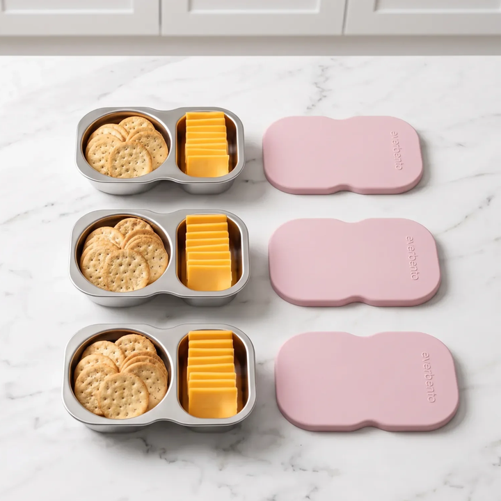 EverBento Stainless Steel & Silicone DipDuo 3pk Bundle - Posie Pink