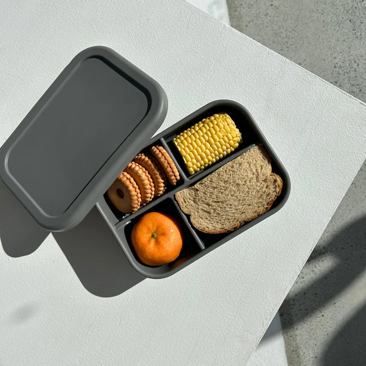 Silicone 4 Grid Bento Lunch Box - Charcoal