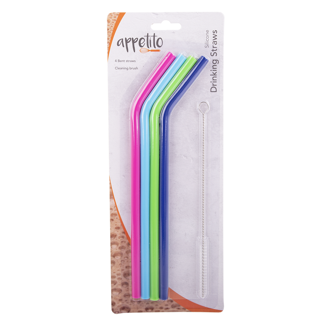 Appetito Silicone Drinking Straws - 4pk