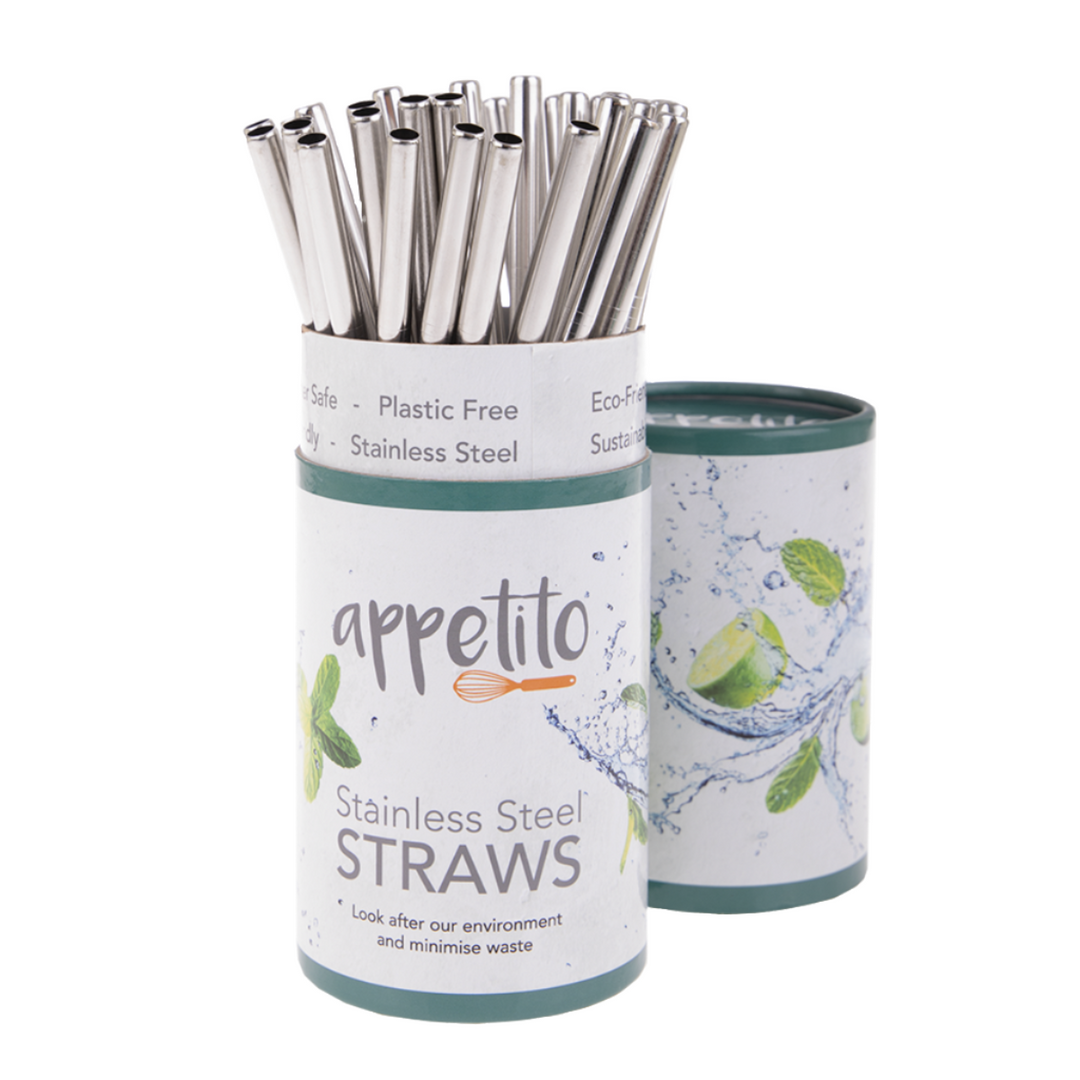 Appetito Individual Stainless Steel Drinking Straw - Straight