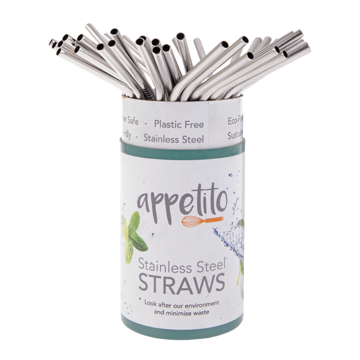 Appetito Individual Stainless Steel Drinking Straw - Bent