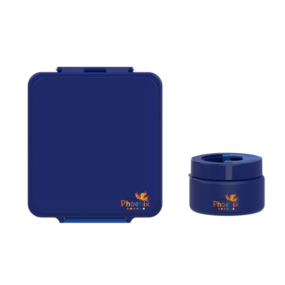 Little Phoenix Bento Lunch Box with Food Jar - Navy & Blue