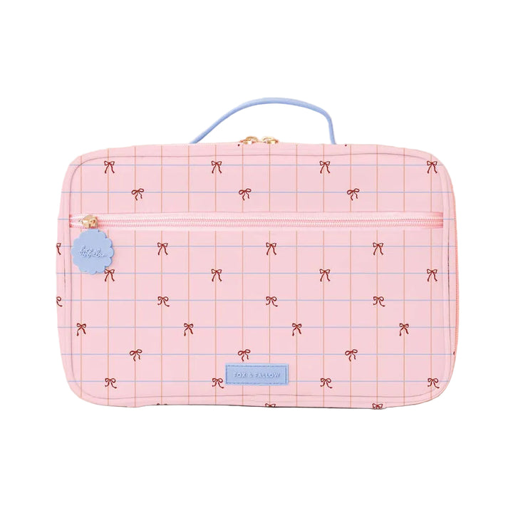 PRE-ORDER Fox & Fallow Insulated Lunch Bag - LARGE - Pink Grid Bows