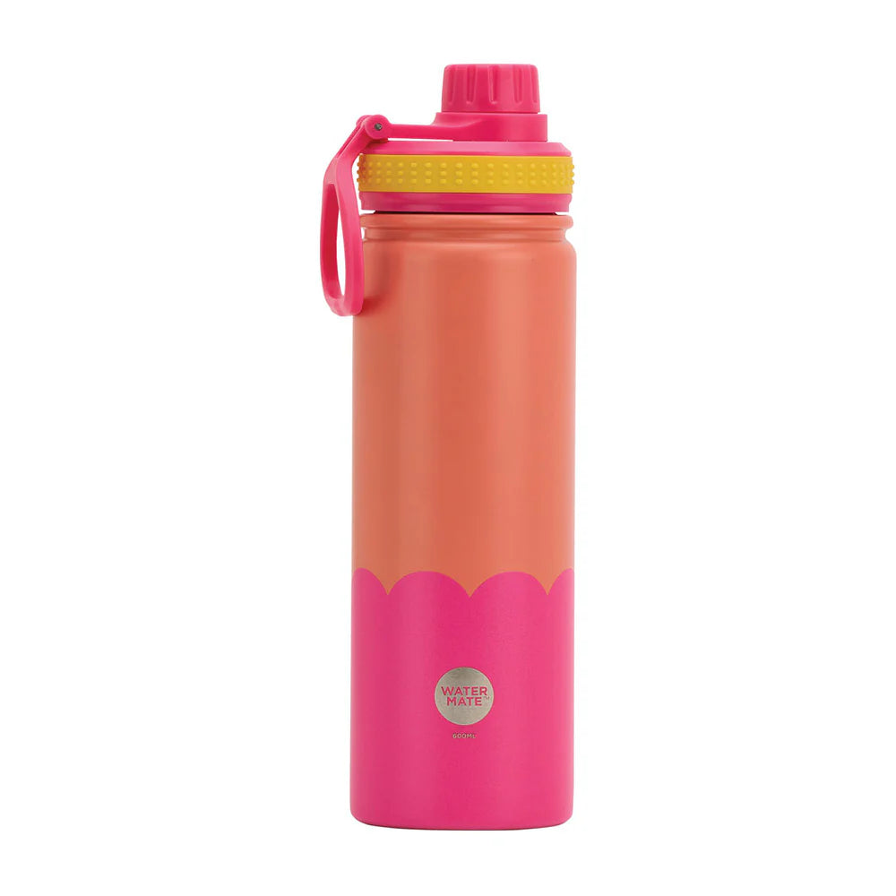 Annabel Trends Insulated Watermate Bottle - 600ml Wave - Orange & Hot Pink