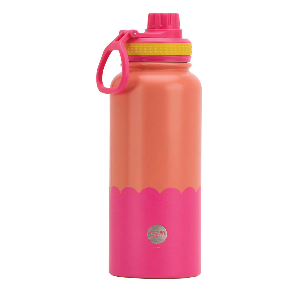 Annabel Trends Insulated Watermate Bottle - 1L Wave - Orange & Hot Pink