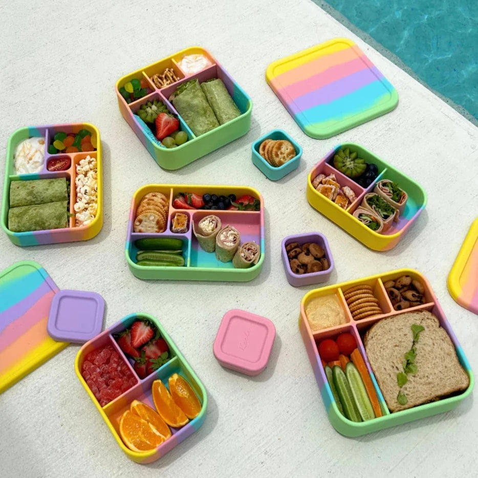Silicone BIG Bento Lunch Box - Rainbow