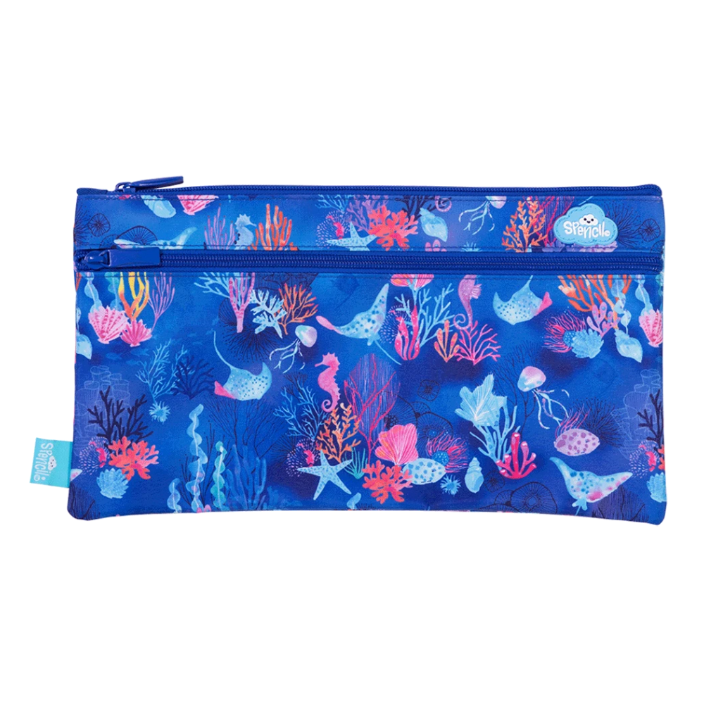 Spencil Twin Zip Pencil Case - Coral Garden