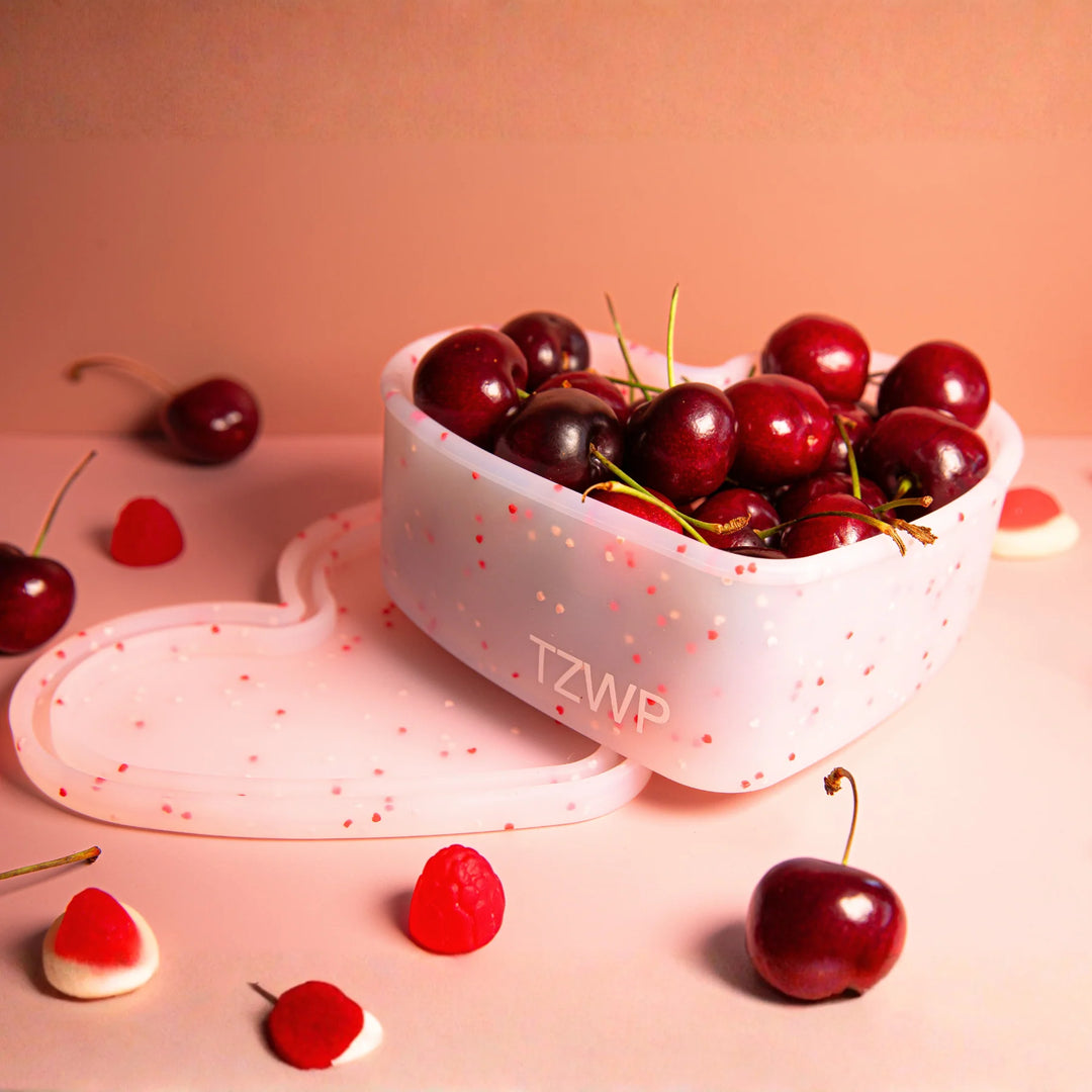 Silicone Large Snack Container - Confetti Love - Crystal