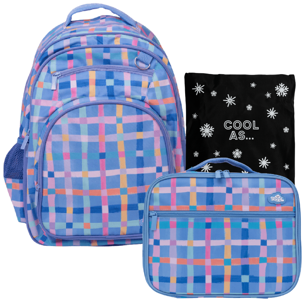 Spencil BIG Insulated Bag & Backpack Bundle - Pastel Plaid