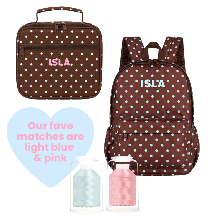Kinnder Campus/Junior Backpack + Insulated Lunch Bag + Ice Pack Bundle - Polka Dots