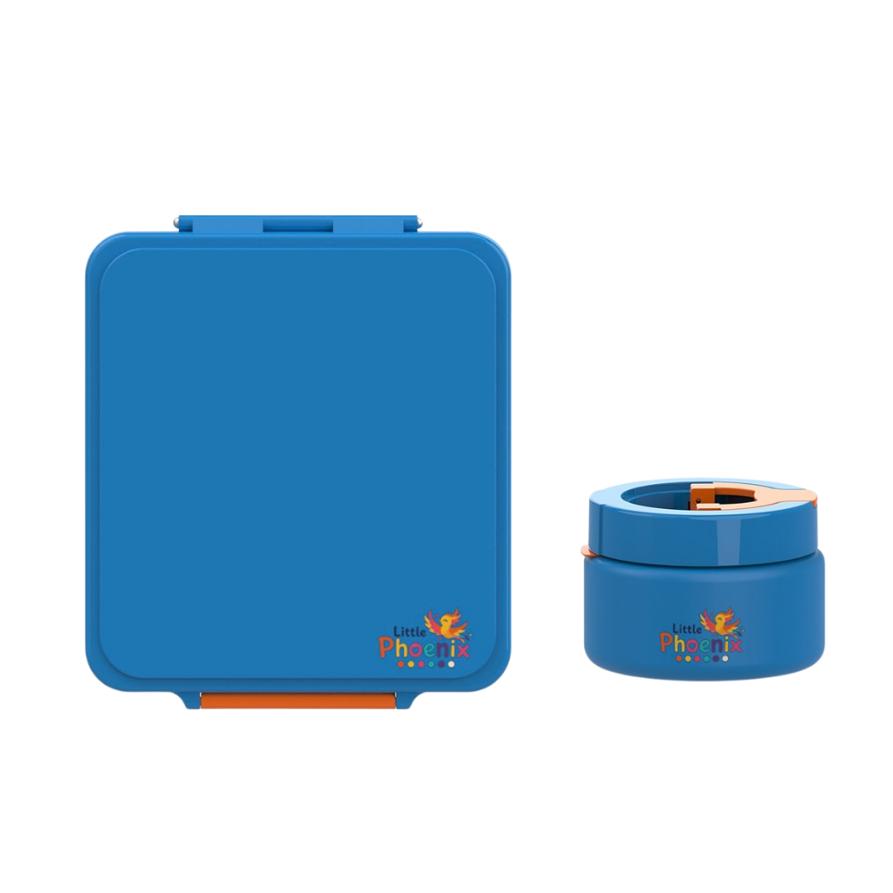 Little Phoenix Bento Lunch Box with Food Jar - Blue & Orange