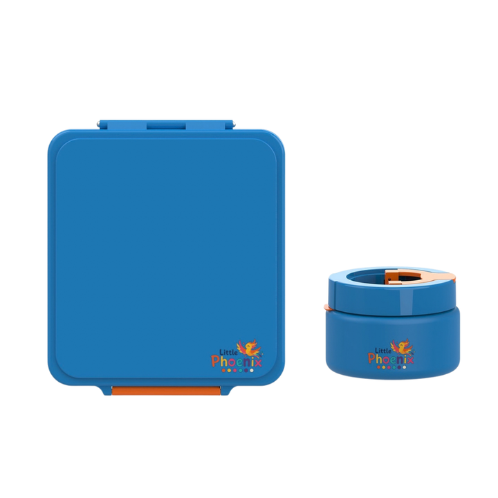 Little Phoenix Bento Lunch Box with Food Jar - Blue & Orange