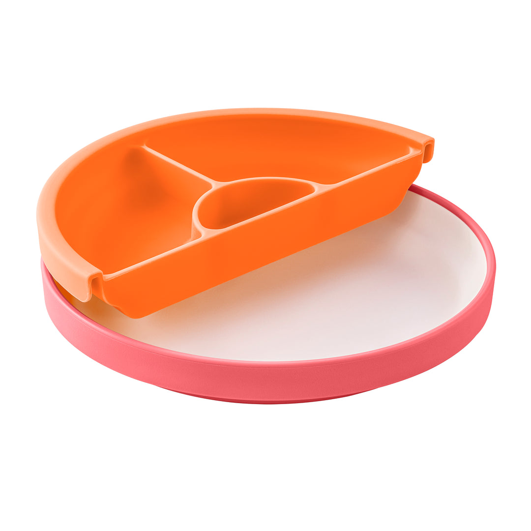 Omie Easy Scoop Plate With Divider - Pink