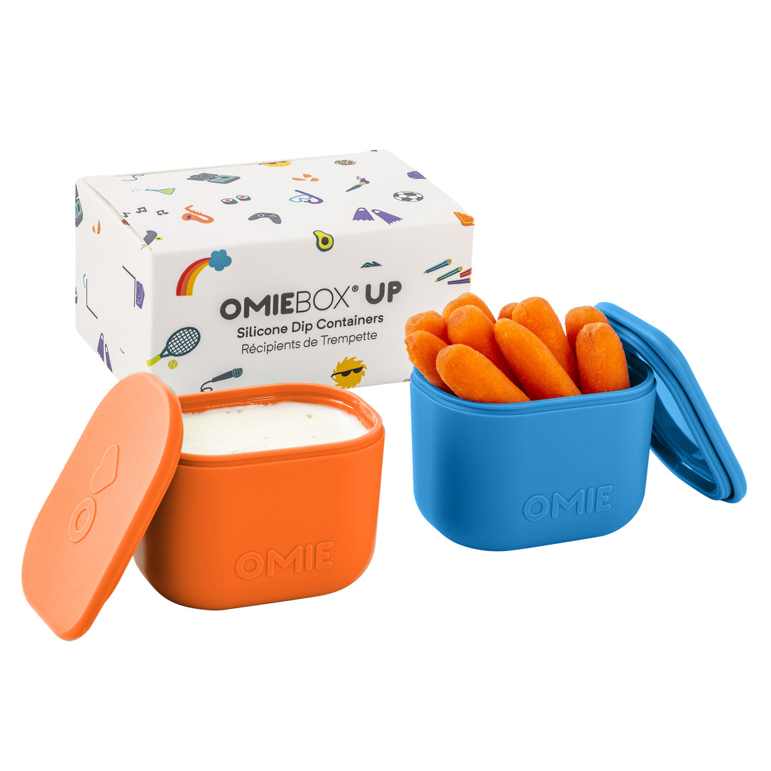 OmieBox UP Silicone Dip Container Set Of 2 - Blue/Orange