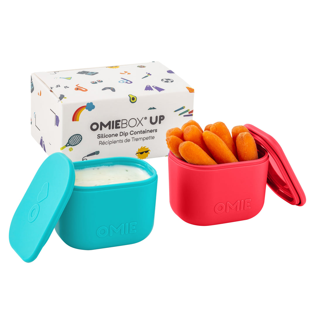 OmieBox UP Silicone Dip Container Set Of 2 - Pink/Teal