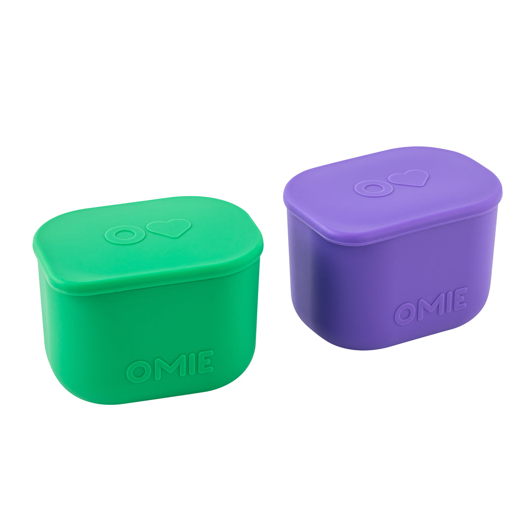 OmieBox UP Silicone Dip Container Set Of 2 - Purple/Green