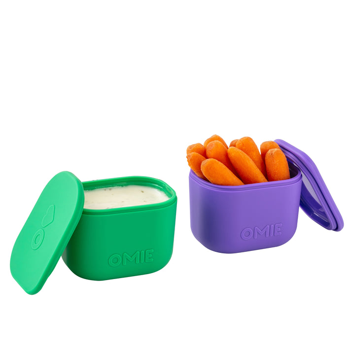 OmieBox UP Silicone Dip Container Set Of 2 - Purple/Green