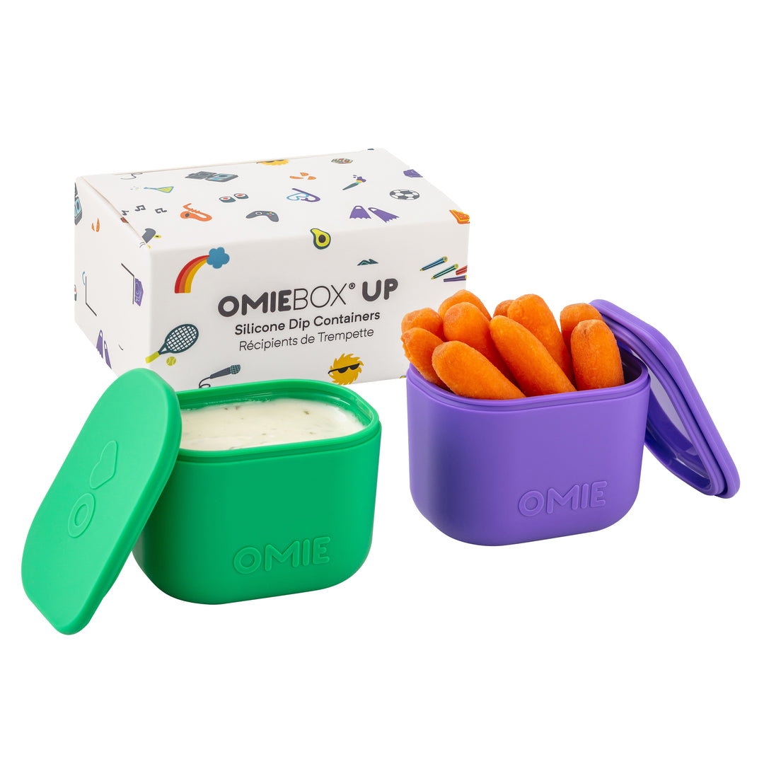 OmieBox UP Silicone Dip Container Set Of 2 - Purple/Green