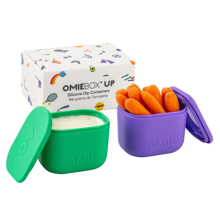 OmieBox UP Silicone Dip Container Set Of 2 - Purple/Green