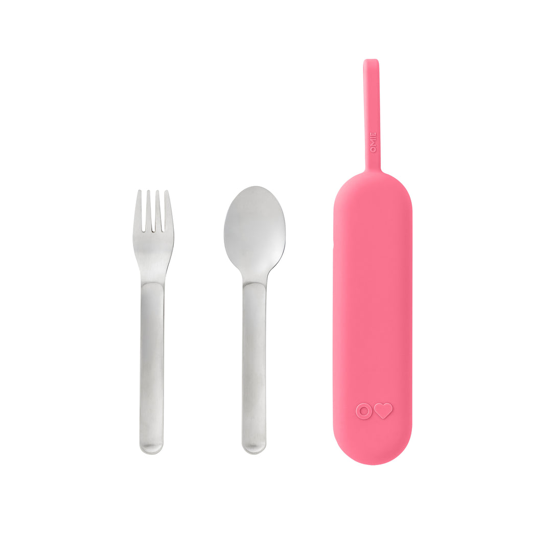 OmieBox UP Pod & Stainless Steel Cutlery Set - Blush