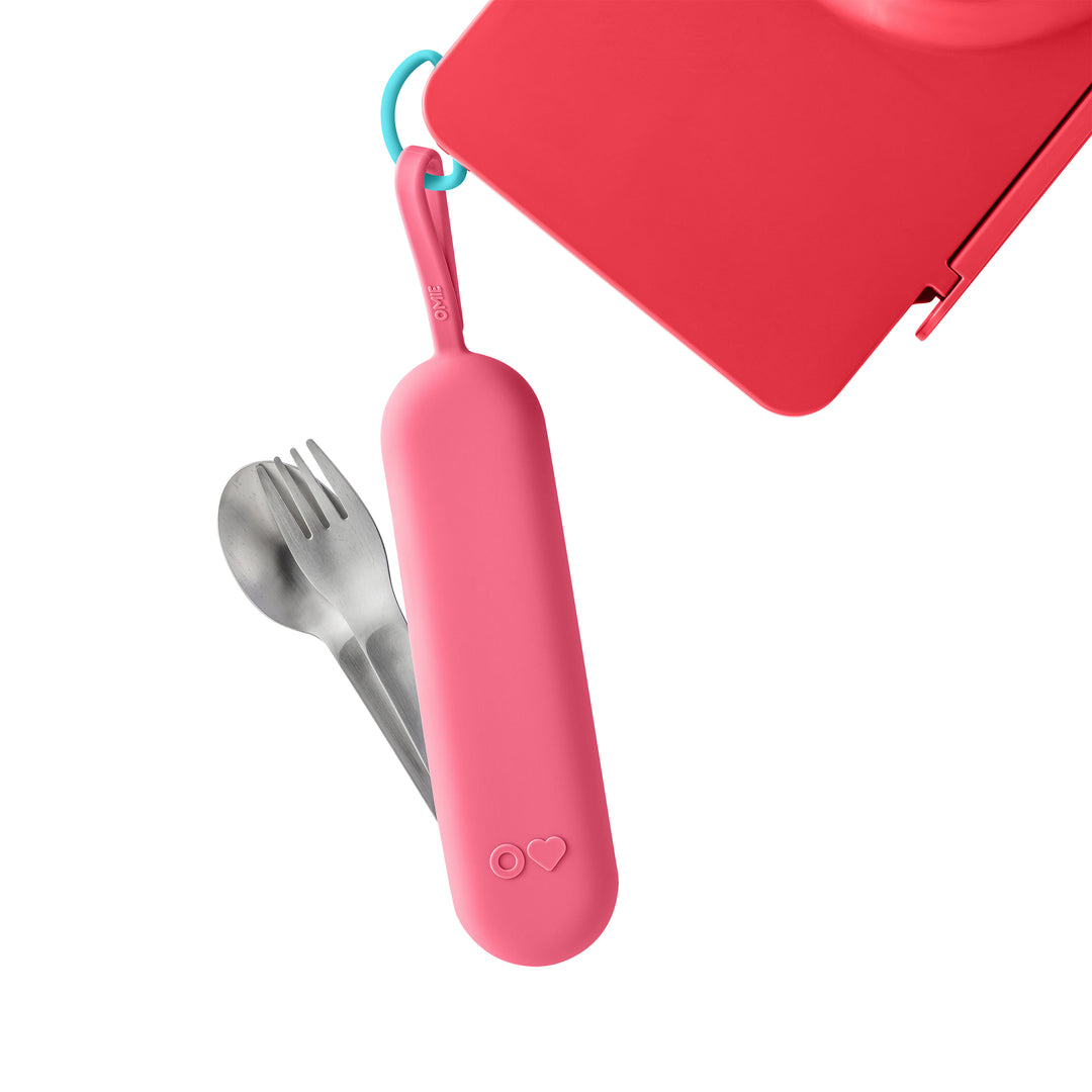 OmieBox UP Pod & Stainless Steel Cutlery Set - Blush