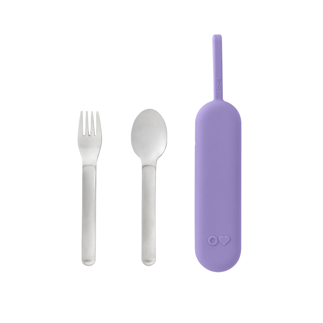 OmieBox UP Pod & Stainless Steel Cutlery Set - Violet