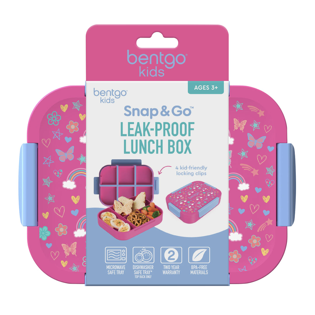 Bentgo Kids Snap & Go Lunch Box - Rainbows & Butterflies