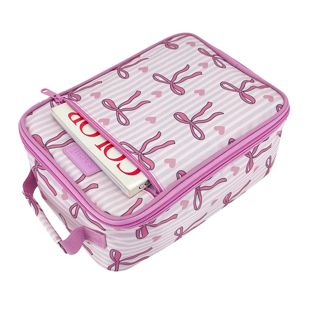 Sachi Insulated Lunch Bag - Bows & Hearts - FREE BOW KEYRING