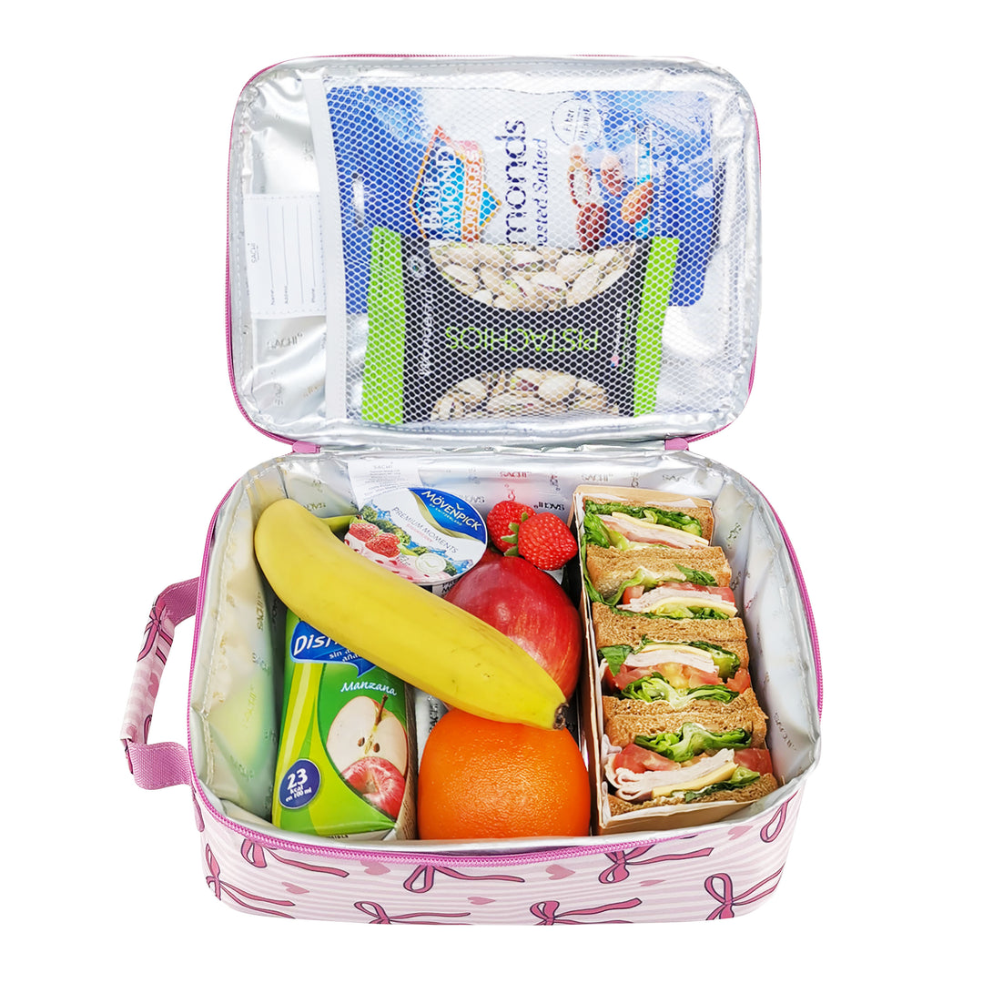 Sachi Insulated Lunch Bag - Bows & Hearts - FREE BOW KEYRING