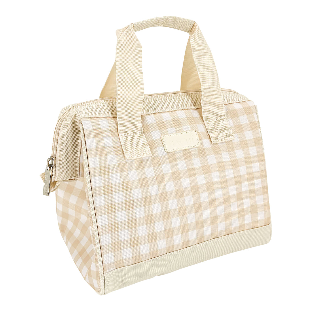 Sachi Insulated Lunch Tote - Beige Gingham