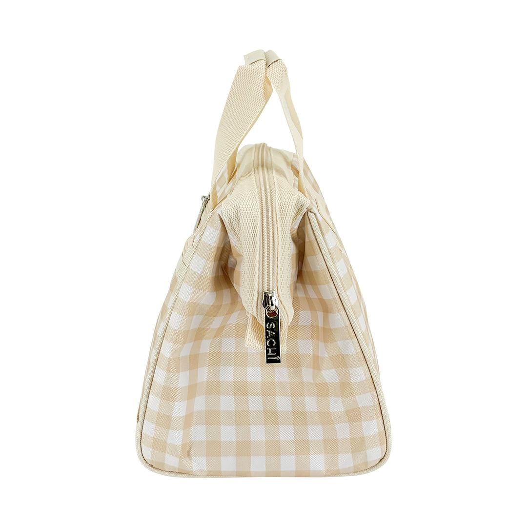 Sachi Insulated Lunch Tote - Beige Gingham
