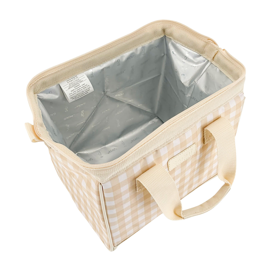 Sachi Insulated Lunch Tote - Beige Gingham