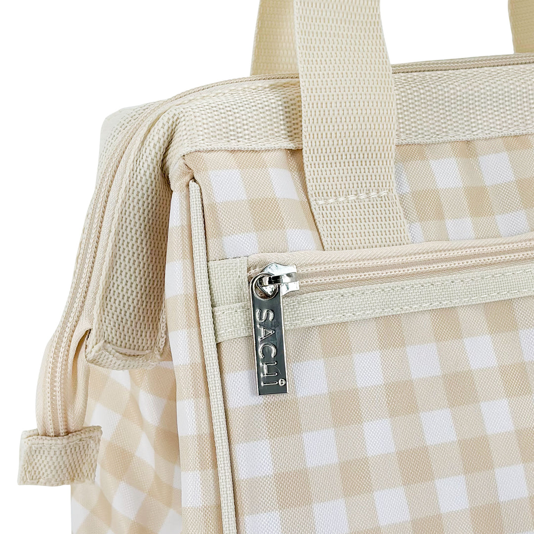 Sachi Insulated Lunch Tote - Beige Gingham